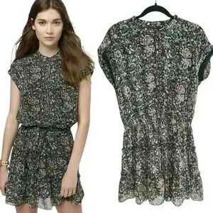 Revolve Rebecca Minkoff Ollie Floral‎ Ruffle Dress Black Multi